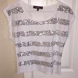 Sequined White Top